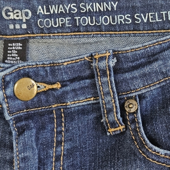 📌64 GAP ALWAYS SKINNY DISTRESSED DARK INDIGO JEANS WOMEN'S SIZE 8|29 - Picture 11 of 11